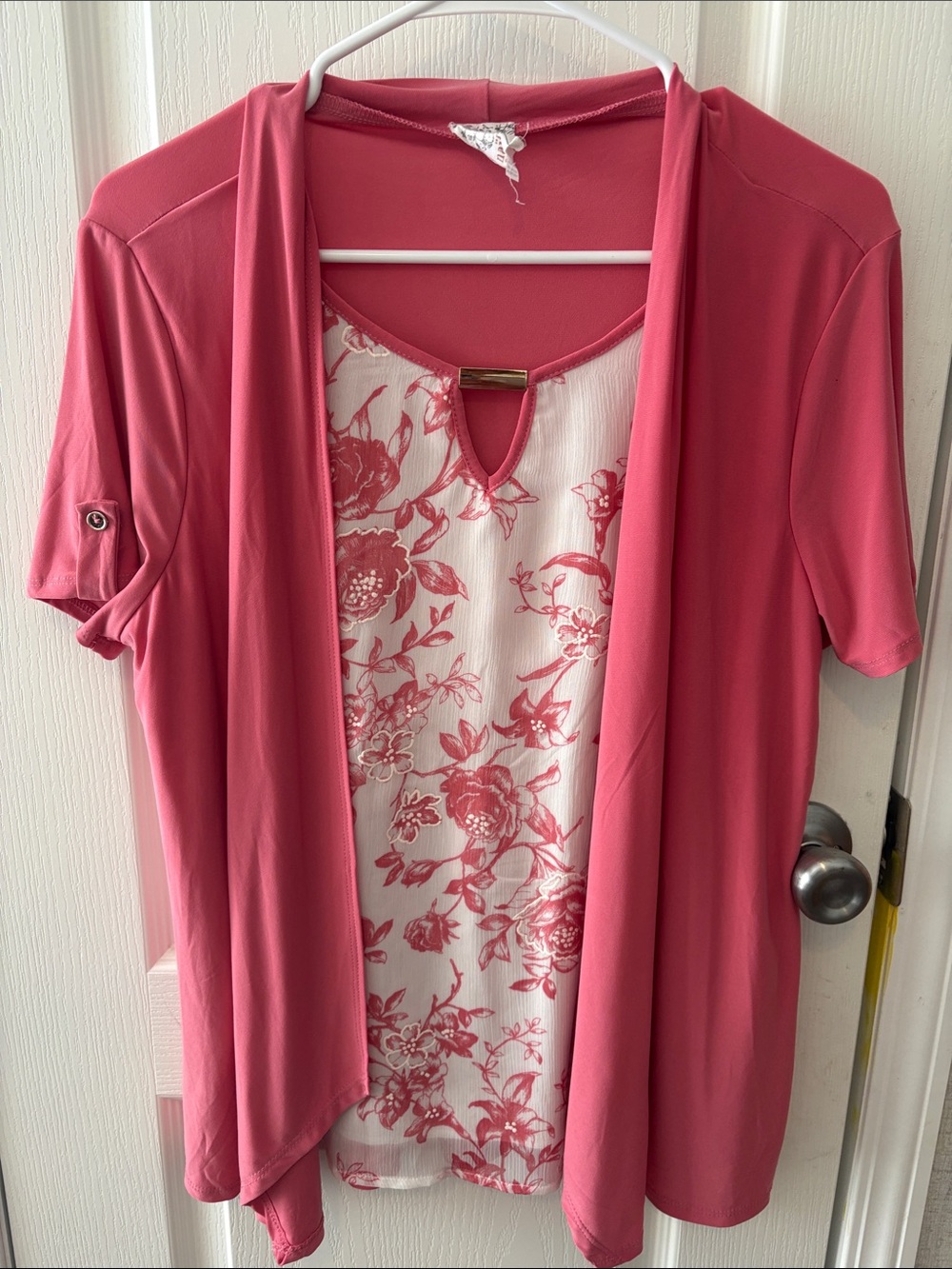 NAIF Pink Floral Layered-Style Blouse